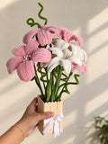 Handcrafted Pipe Cleaner Floral Arrangement – Pink & White Lilies
