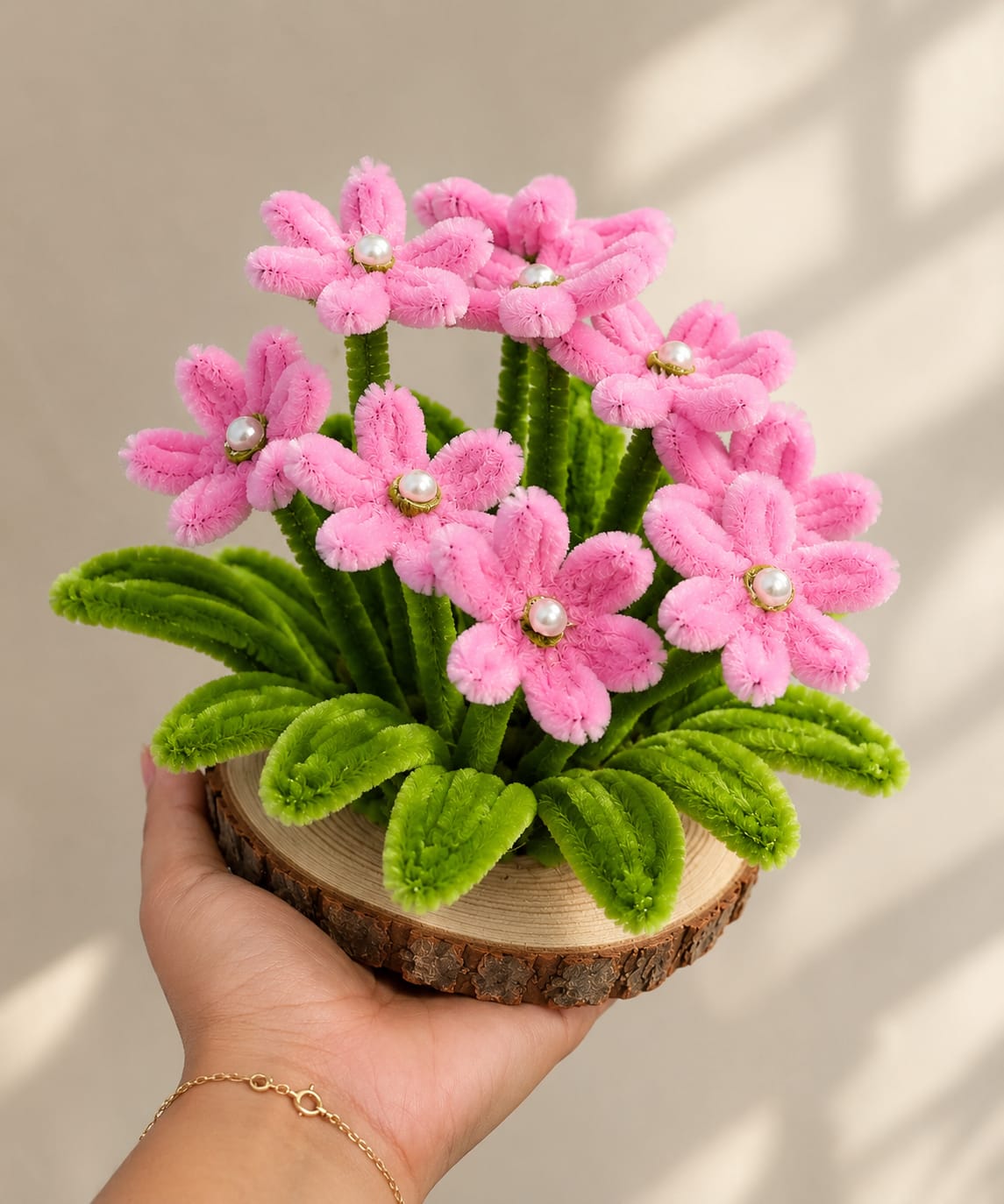 Handmade Pink Pipe Cleaner Flower Pot – Forever Bloom Gift